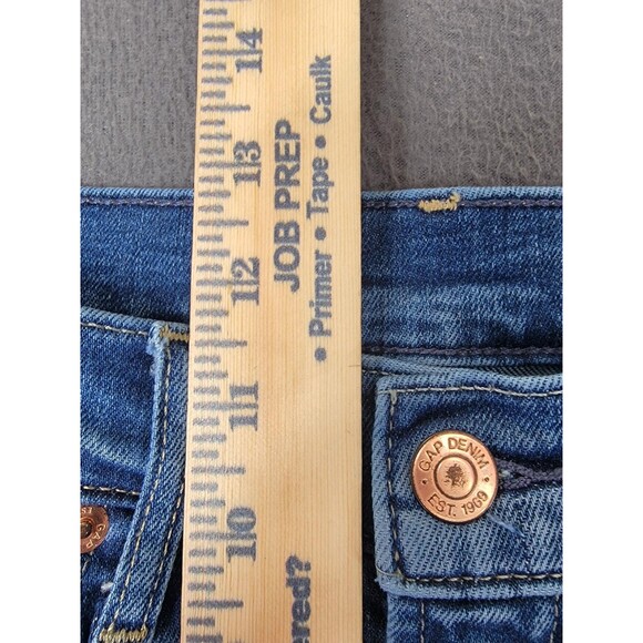 Gap Jeans Womens 8 Petite 29 Blue '70s Flare High Rise Medium Wash Stretch Denim - Picture 8 of 13